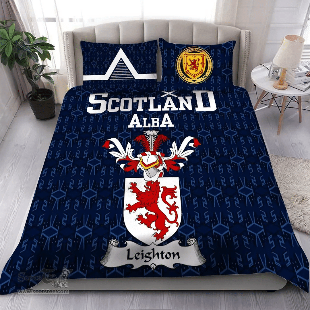 Scottish Leighton Family Crest Tartan Bedding Set Scottish Home Duvet Covers 1991 Style