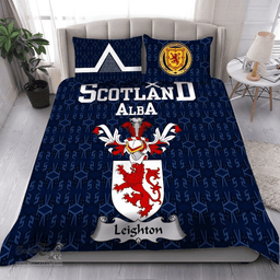 Scottish Leighton Family Crest Tartan Bedding Set Scottish Home Duvet Covers 1991 Style