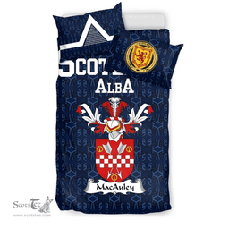 Scottish MacAuley Family Crest Tartan Bedding Set Scottish Home Duvet Covers 1991 Style