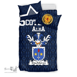 Scottish MacMoran Family Crest Tartan Bedding Set Scottish Home Duvet Covers 1991 Style