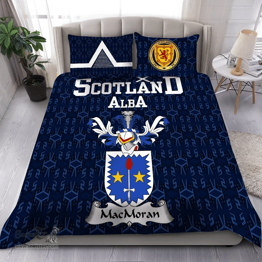 Scottish MacMoran Family Crest Tartan Bedding Set Scottish Home Duvet Covers 1991 Style