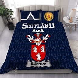 Scottish Robertson Family Crest Tartan Bedding Set Scottish Home Duvet Covers 1991 Style