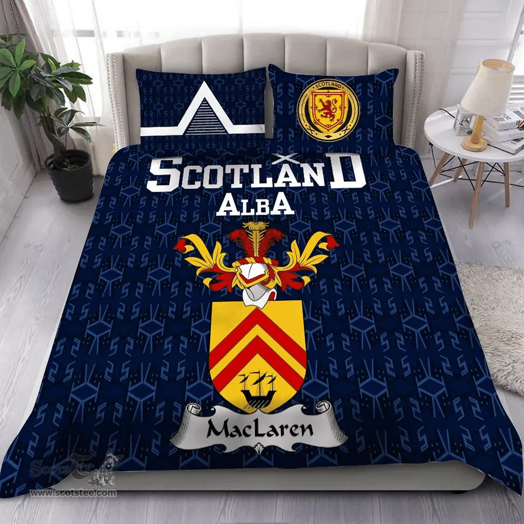 Scottish MacLaren Family Crest Tartan Bedding Set Scottish Home Duvet Covers 1991 Style