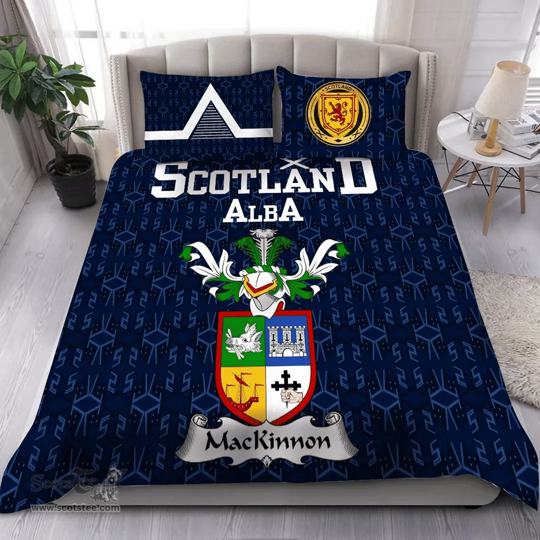 Scottish MacKinnon Family Crest Tartan Bedding Set Scottish Home Duvet Covers 1991 Style