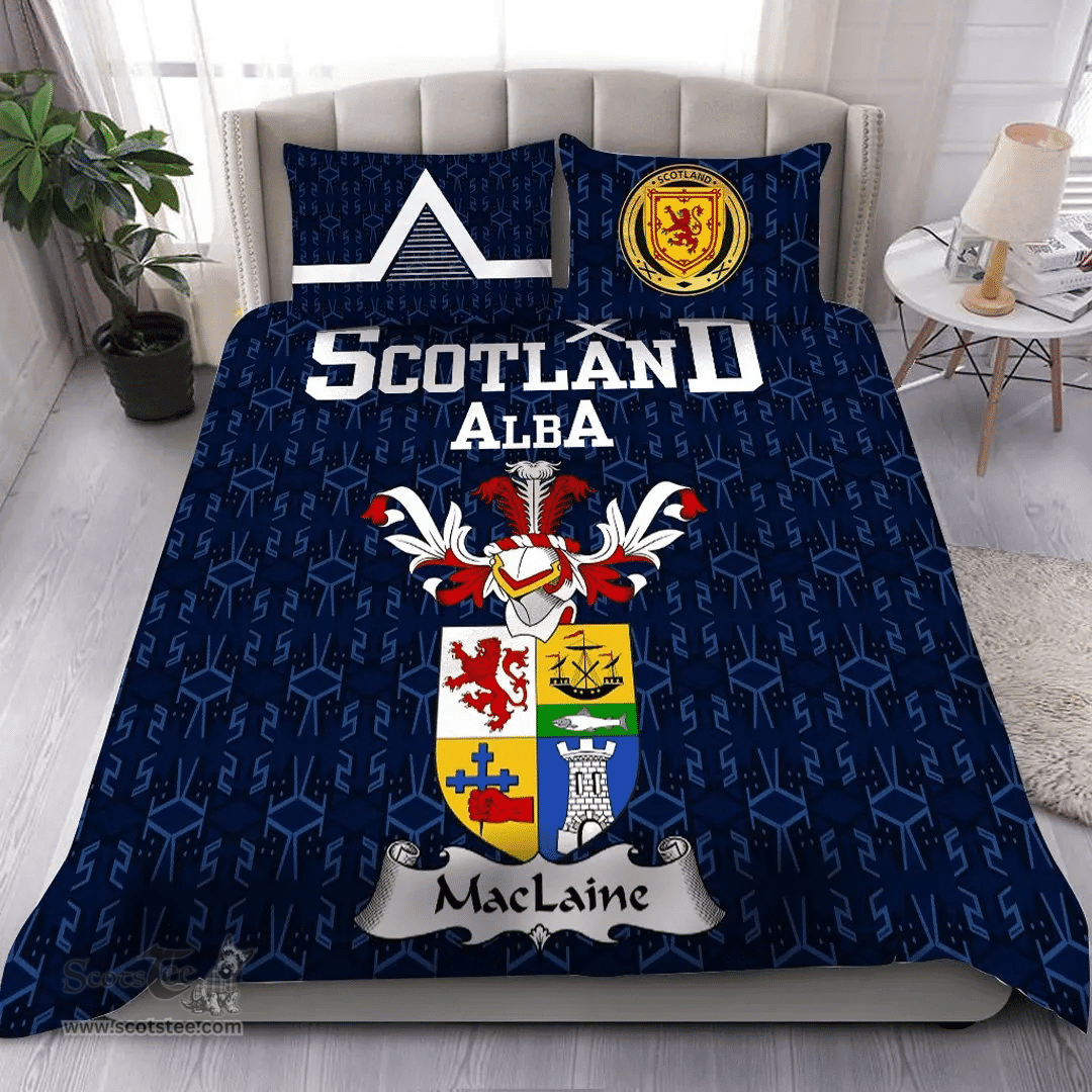 Scottish MacLaine Of Lochbuie Family Crest Tartan Bedding Set Scottish Home Duvet Covers 1991 Style