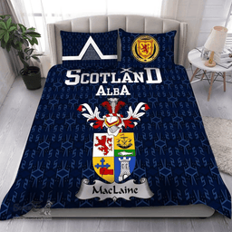 Scottish MacLaine Of Lochbuie Family Crest Tartan Bedding Set Scottish Home Duvet Covers 1991 Style