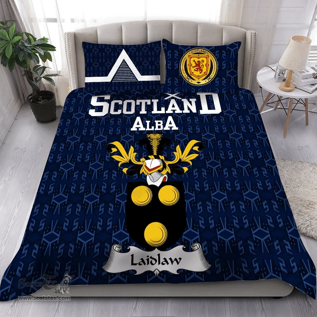 Scottish Laidlaw Family Crest Tartan Bedding Set Scottish Home Duvet Covers 1991 Style