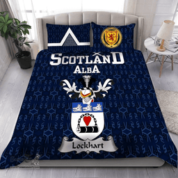 Scottish Lockhart Family Crest Tartan Bedding Set Scottish Home Duvet Covers 1991 Style