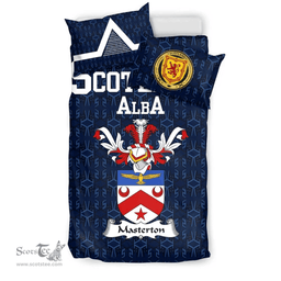 Scottish Masterton Family Crest Tartan Bedding Set Scottish Home Duvet Covers 1991 Style