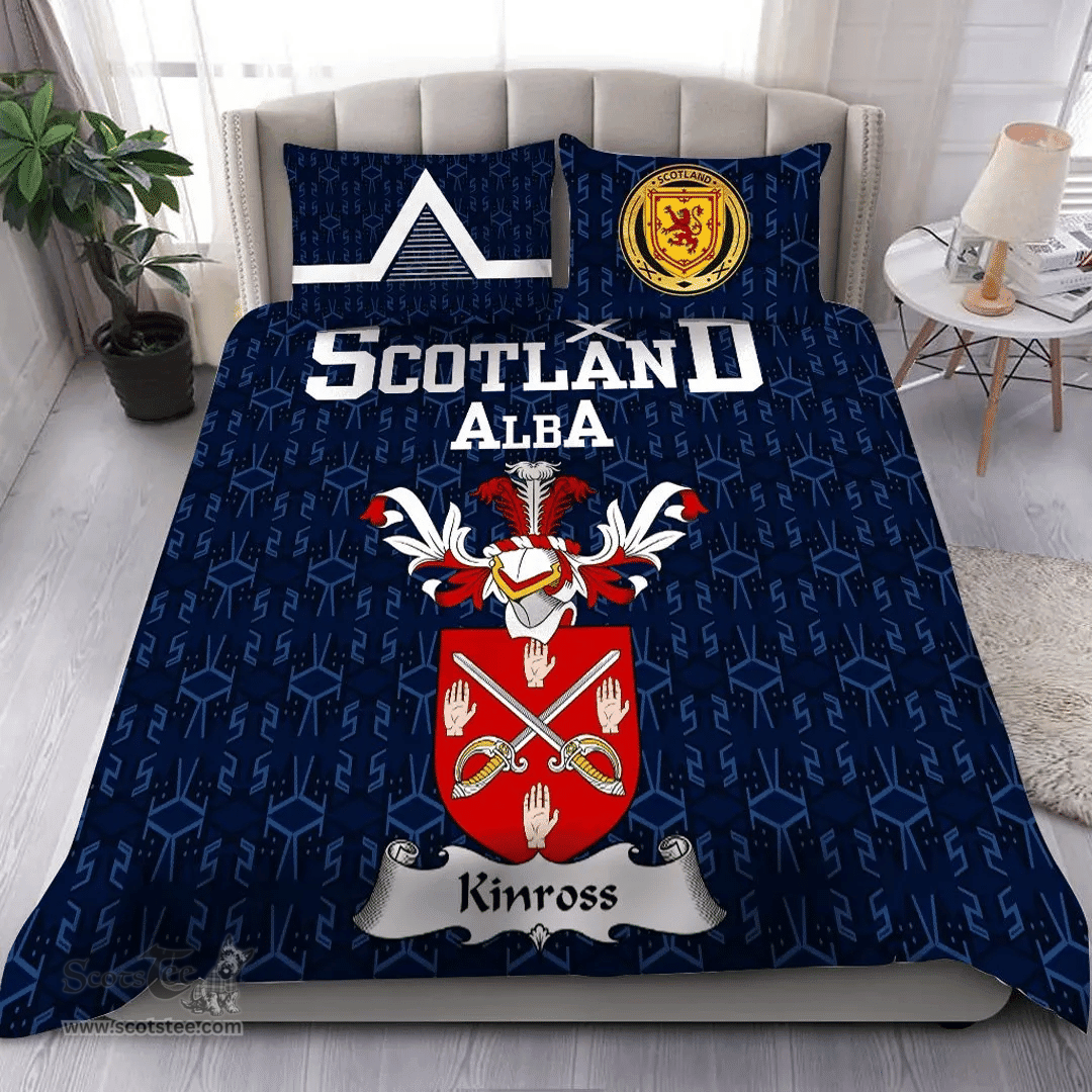 Scottish Kinross Family Crest Tartan Bedding Set Scottish Home Duvet Covers 1991 Style