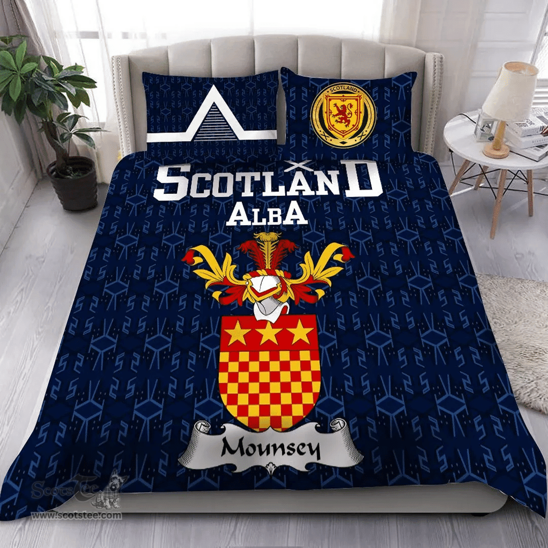 Scottish Mounsey Family Crest Tartan Bedding Set Scottish Home Duvet Covers 1991 Style