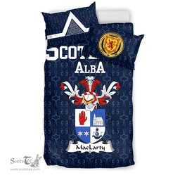 Scottish MacLarty Family Crest Tartan Bedding Set Scottish Home Duvet Covers 1991 Style