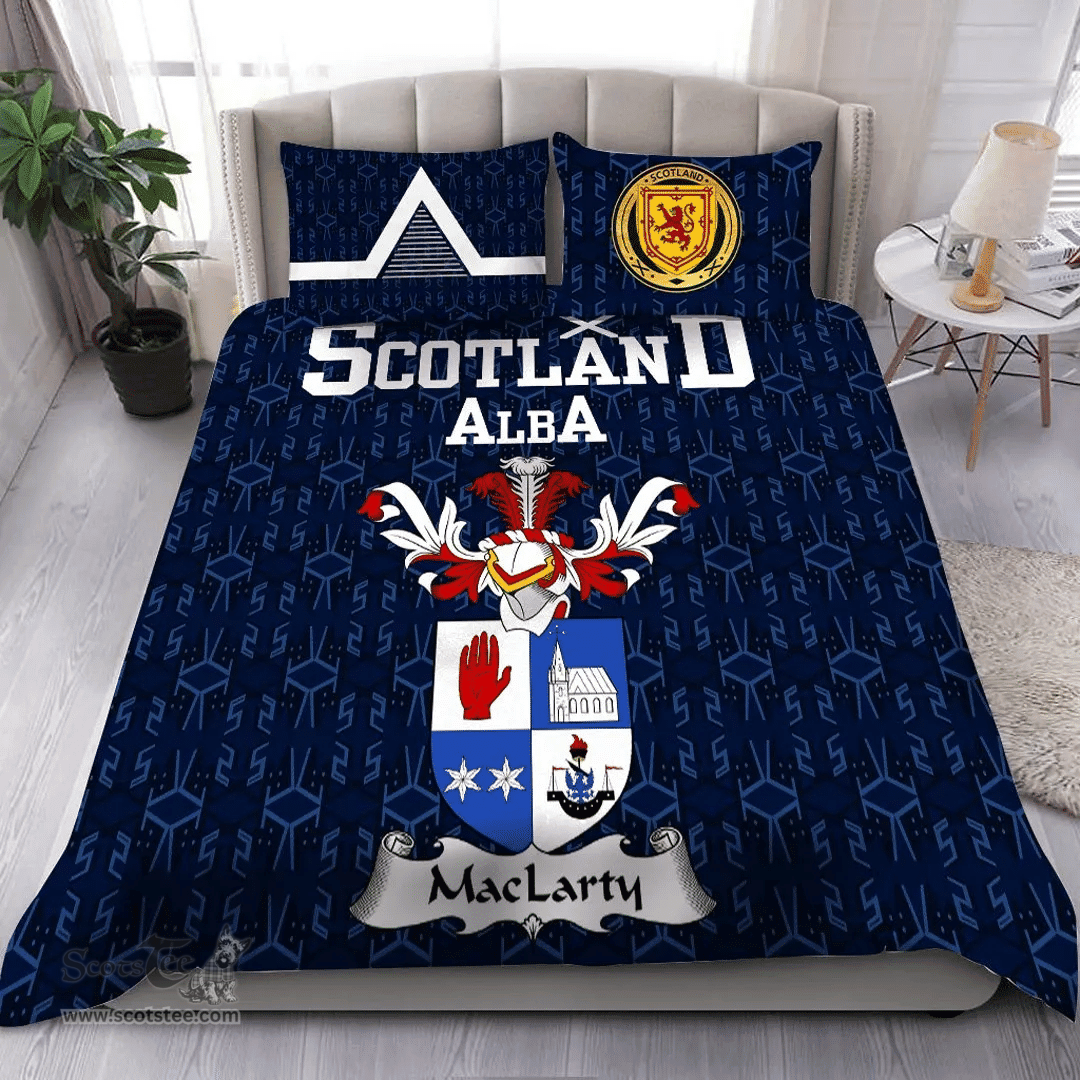 Scottish MacLarty Family Crest Tartan Bedding Set Scottish Home Duvet Covers 1991 Style