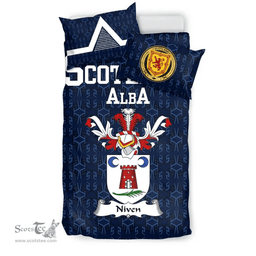 Scottish Niven Family Crest Tartan Bedding Set Scottish Home Duvet Covers 1991 Style