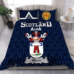 Scottish Niven Family Crest Tartan Bedding Set Scottish Home Duvet Covers 1991 Style