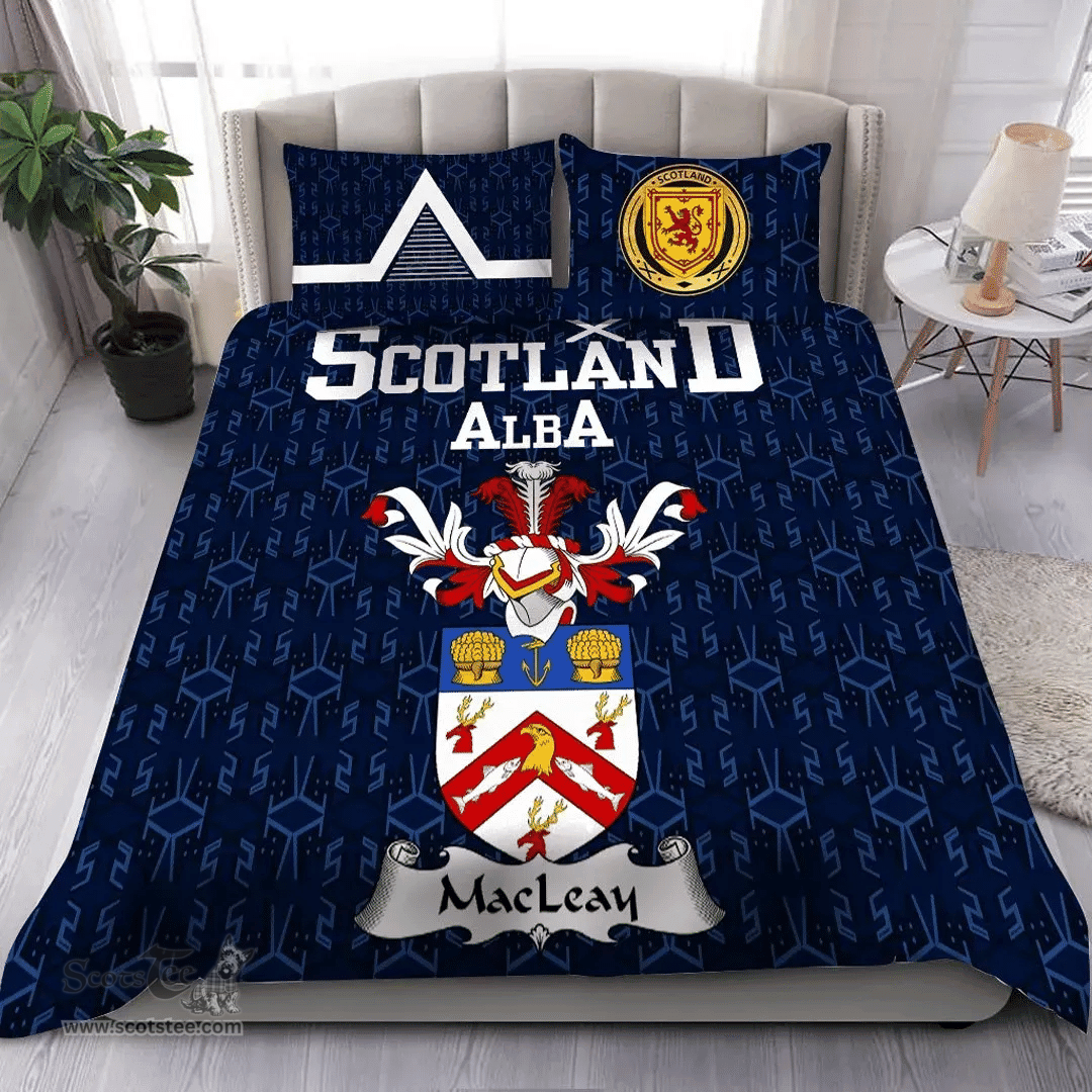 Scottish MacLeay Family Crest Tartan Bedding Set Scottish Home Duvet Covers 1991 Style