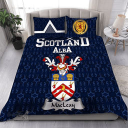 Scottish MacLeay Family Crest Tartan Bedding Set Scottish Home Duvet Covers 1991 Style