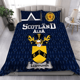 Scottish Learmonth Family Crest Tartan Bedding Set Scottish Home Duvet Covers 1991 Style