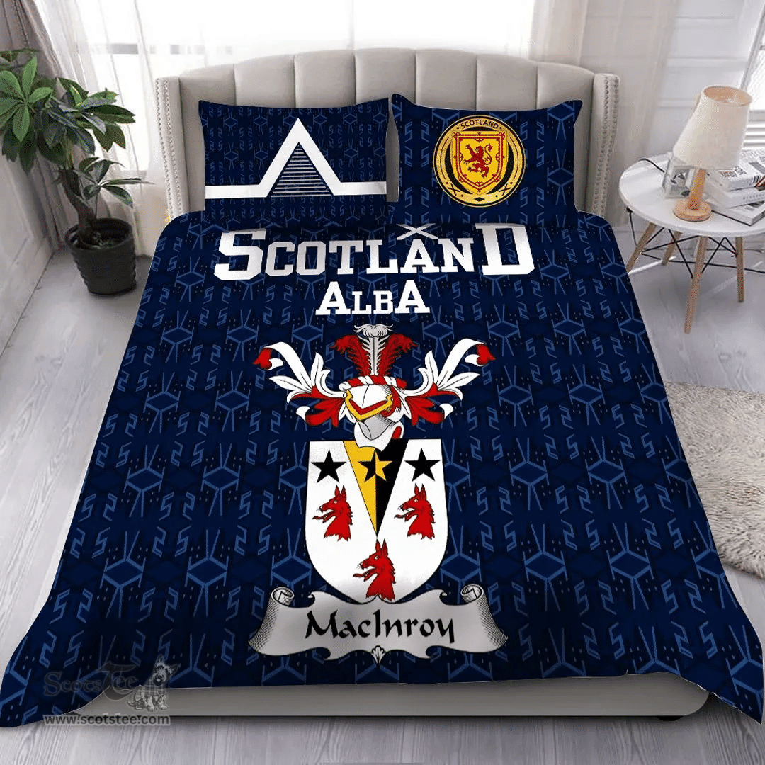 Scottish MacInroy Family Crest Tartan Bedding Set Scottish Home Duvet Covers 1991 Style