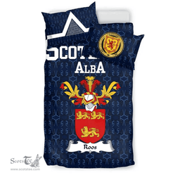 Scottish Roos Family Crest Tartan Bedding Set Scottish Home Duvet Covers 1991 Style