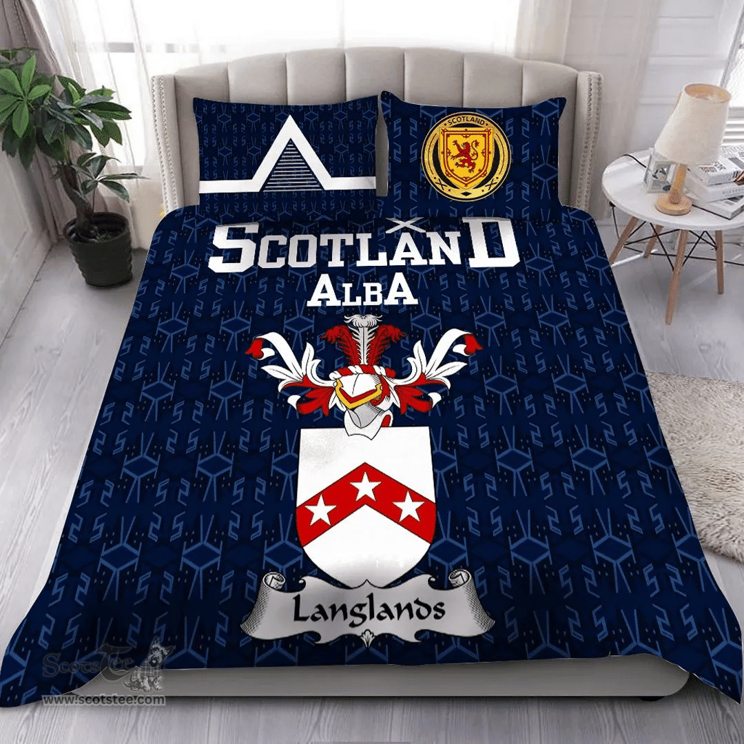 Scottish Langlands Family Crest Tartan Bedding Set Scottish Home Duvet Covers 1991 Style