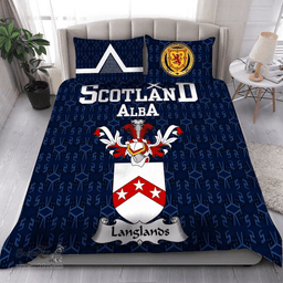 Scottish Langlands Family Crest Tartan Bedding Set Scottish Home Duvet Covers 1991 Style