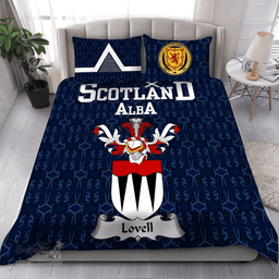 Scottish Lovell Family Crest Tartan Bedding Set Scottish Home Duvet Covers 1991 Style