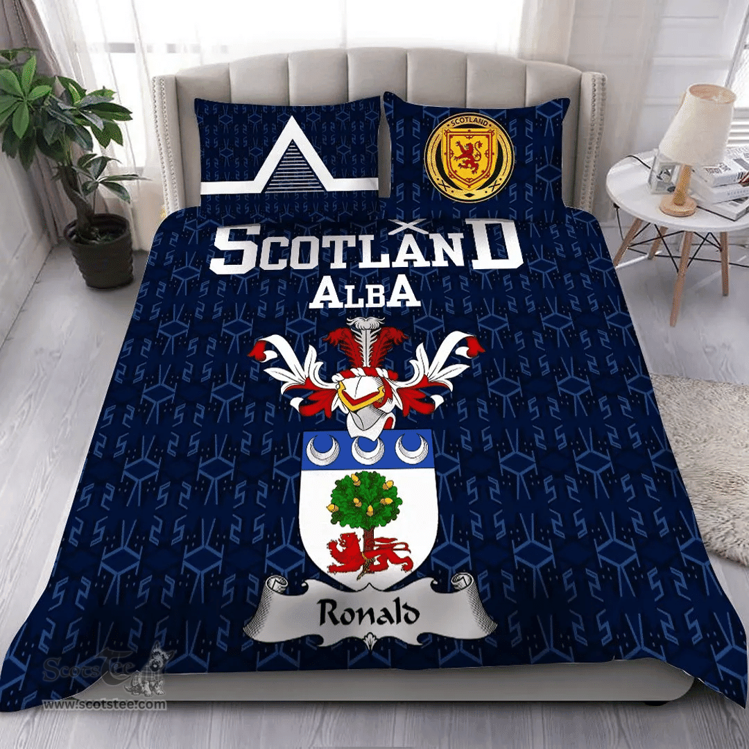 Scottish Ronald Family Crest Tartan Bedding Set Scottish Home Duvet Covers 1991 Style