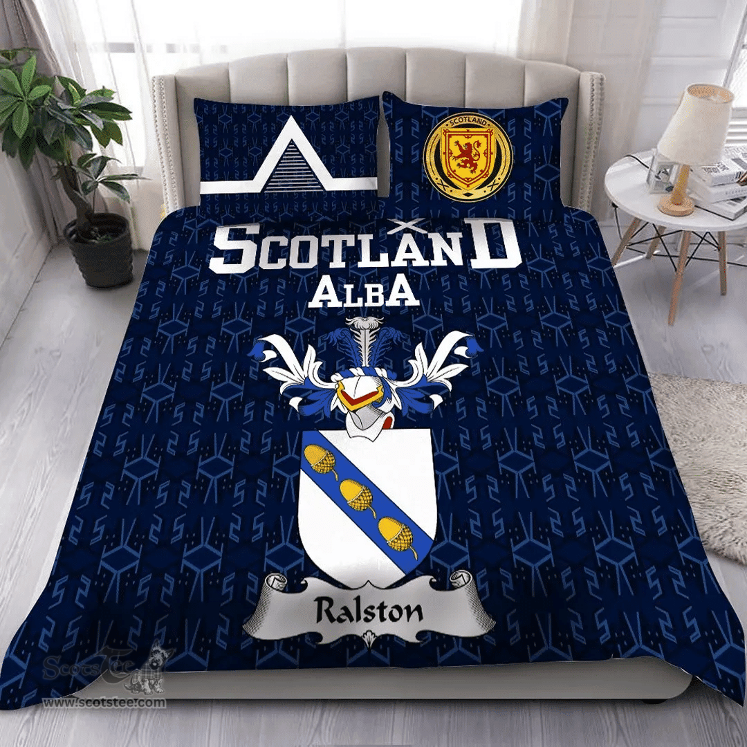 Scottish Ralston Family Crest Tartan Bedding Set Scottish Home Duvet Covers 1991 Style