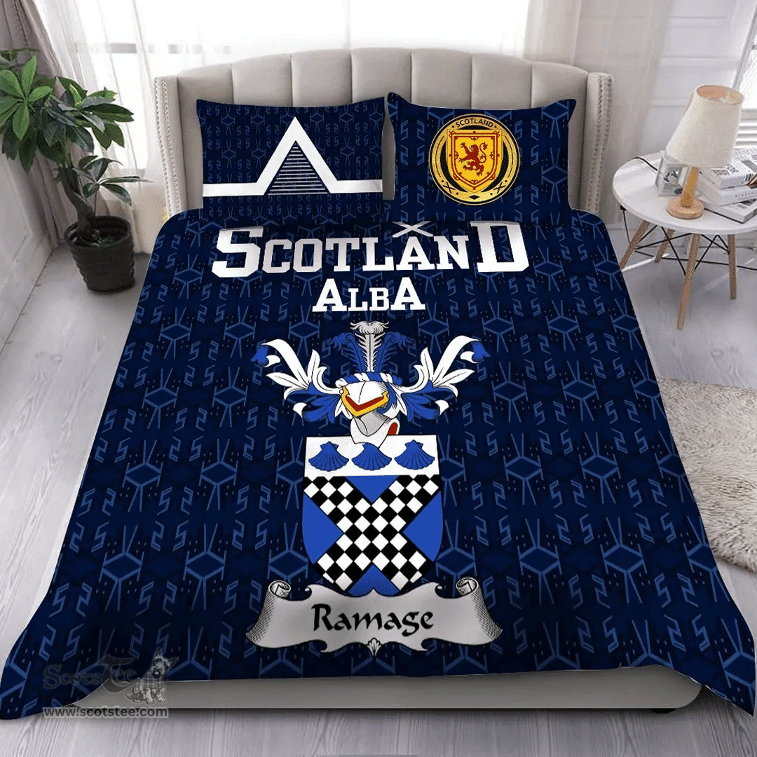 Scottish Ramage Family Crest Tartan Bedding Set Scottish Home Duvet Covers 1991 Style