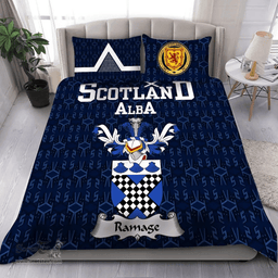 Scottish Ramage Family Crest Tartan Bedding Set Scottish Home Duvet Covers 1991 Style