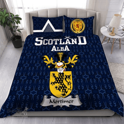 Scottish Mortimer Family Crest Tartan Bedding Set Scottish Home Duvet Covers 1991 Style