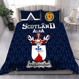 Scottish MacLannahan Family Crest Tartan Bedding Set Scottish Home Duvet Covers 1991 Style