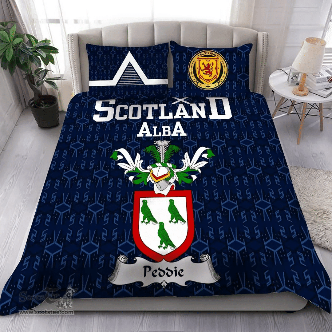 Scottish Peddie Family Crest Tartan Bedding Set Scottish Home Duvet Covers 1991 Style
