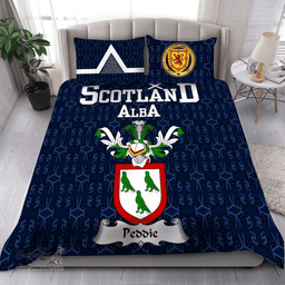 Scottish Peddie Family Crest Tartan Bedding Set Scottish Home Duvet Covers 1991 Style