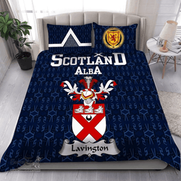 Scottish Lavington Family Crest Tartan Bedding Set Scottish Home Duvet Covers 1991 Style