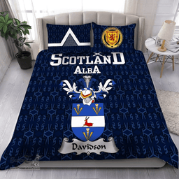 Scottish Davidson Family Crest Tartan Bedding Set Scottish Home Duvet Covers 1991 Style