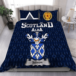 Scottish Judson Family Crest Tartan Bedding Set Scottish Home Duvet Covers 1991 Style