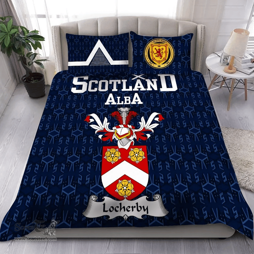Scottish Locherby Family Crest Tartan Bedding Set Scottish Home Duvet Covers 1991 Style