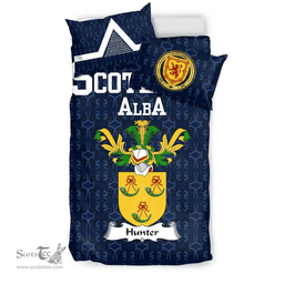 Scottish Hunter Family Crest Tartan Bedding Set Scottish Home Duvet Covers 1991 Style