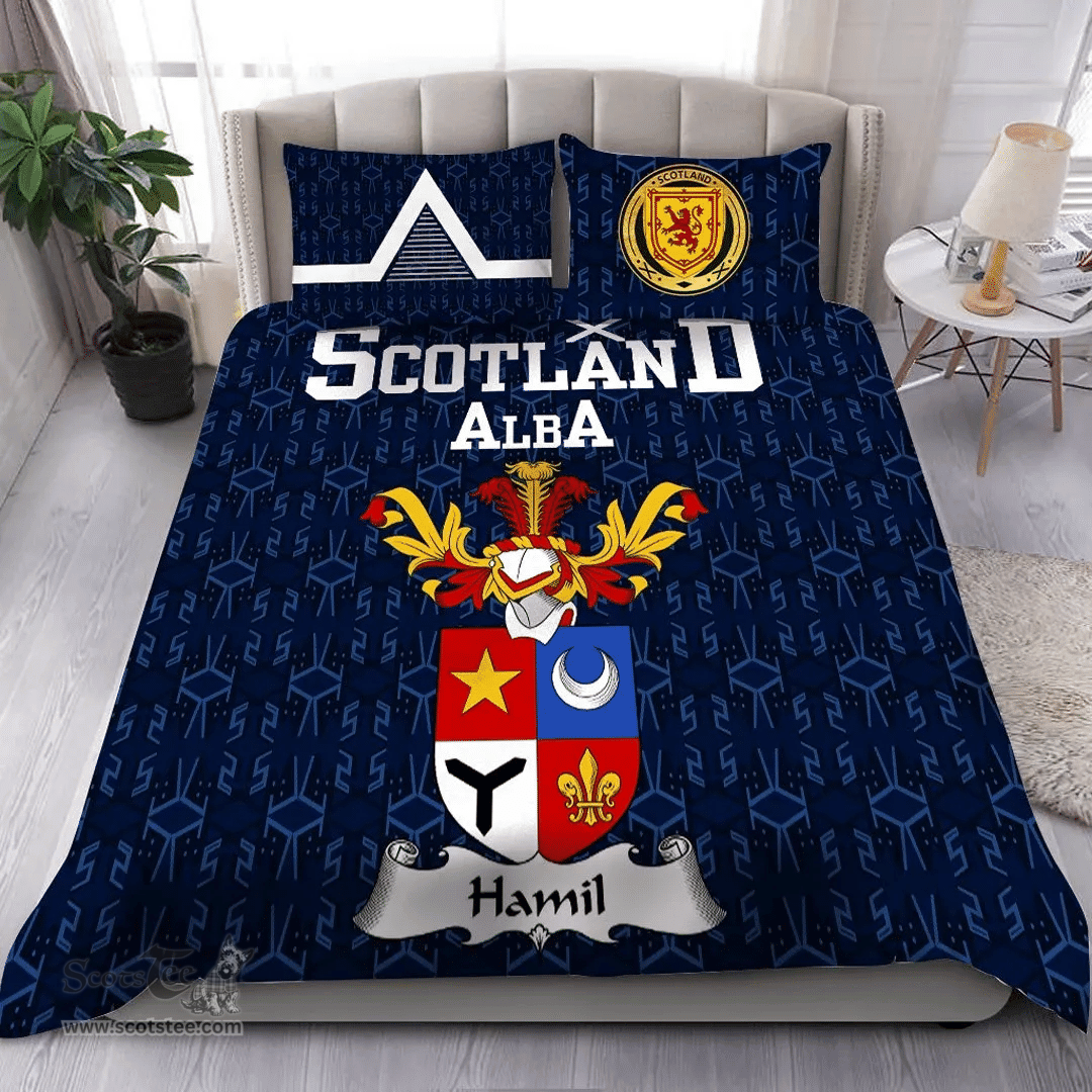 Scottish Hamil Family Crest Tartan Bedding Set Scottish Home Duvet Covers 1991 Style