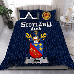 Scottish Johns Family Crest Tartan Bedding Set Scottish Home Duvet Covers 1991 Style