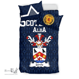 Scottish Jarvie Family Crest Tartan Bedding Set Scottish Home Duvet Covers 1991 Style