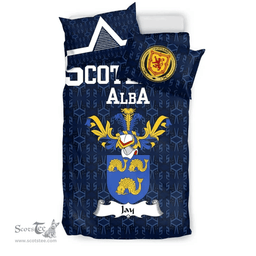 Scottish Jay Family Crest Tartan Bedding Set Scottish Home Duvet Covers 1991 Style