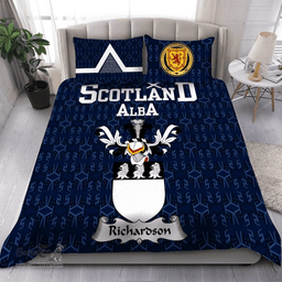 Scottish Richardson Family Crest Tartan Bedding Set Scottish Home Duvet Covers 1991 Style
