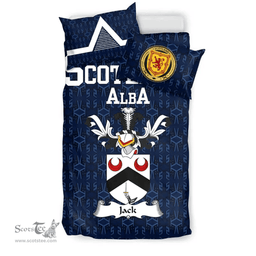 Scottish Jack Family Crest Tartan Bedding Set Scottish Home Duvet Covers 1991 Style