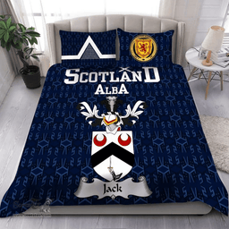 Scottish Jack Family Crest Tartan Bedding Set Scottish Home Duvet Covers 1991 Style