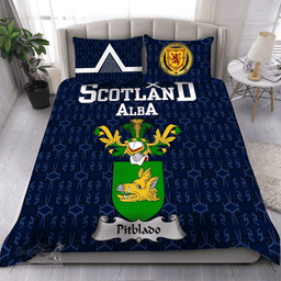 Scottish Pitblado Family Crest Tartan Bedding Set Scottish Home Duvet Covers 1991 Style