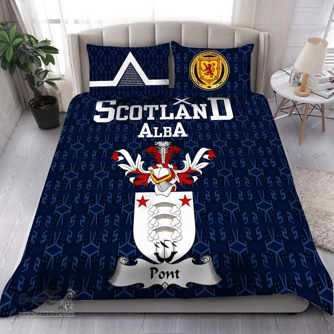 Scottish Pont Family Crest Tartan Bedding Set Scottish Home Duvet Covers 1991 Style