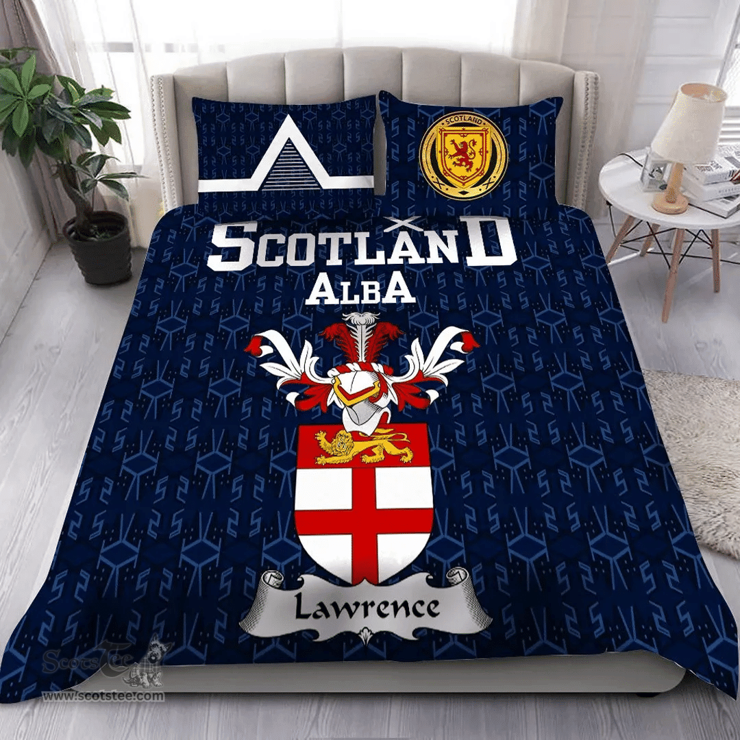 Scottish Lawrence Family Crest Tartan Bedding Set Scottish Home Duvet Covers 1991 Style